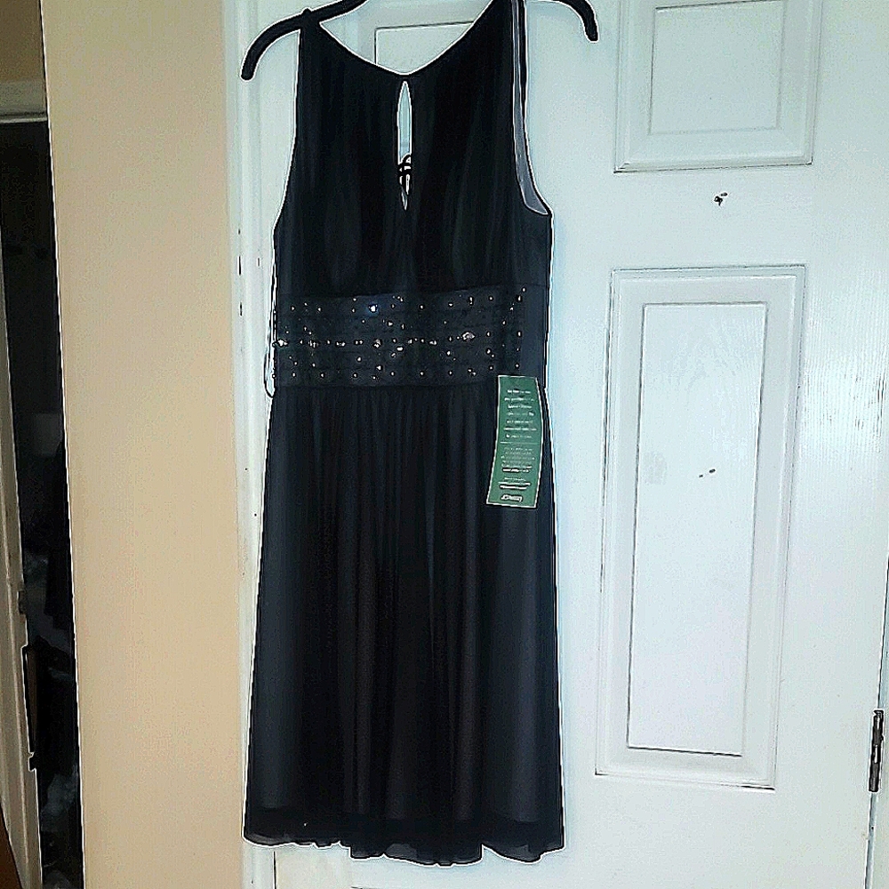 Elegant Black Beaded Sleeveless Dress